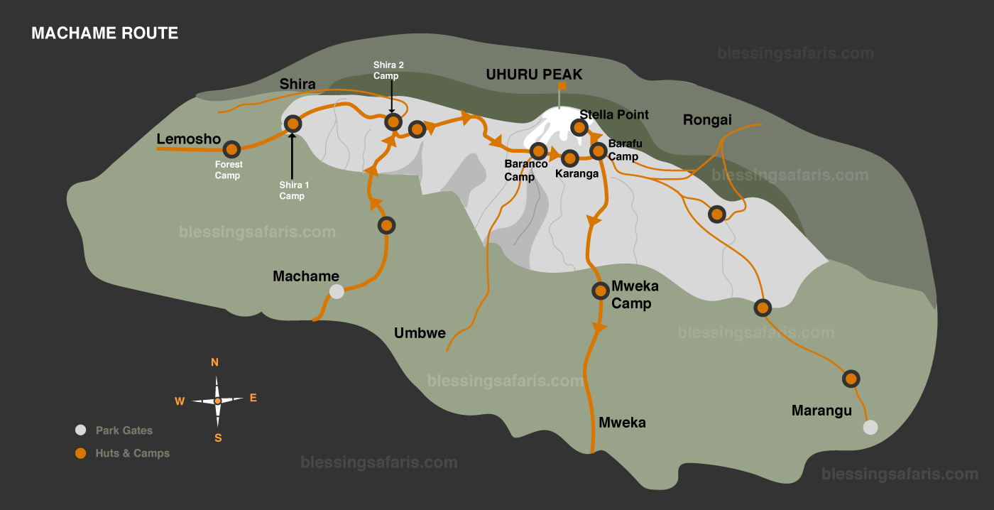 machame route kilimanjaro map
