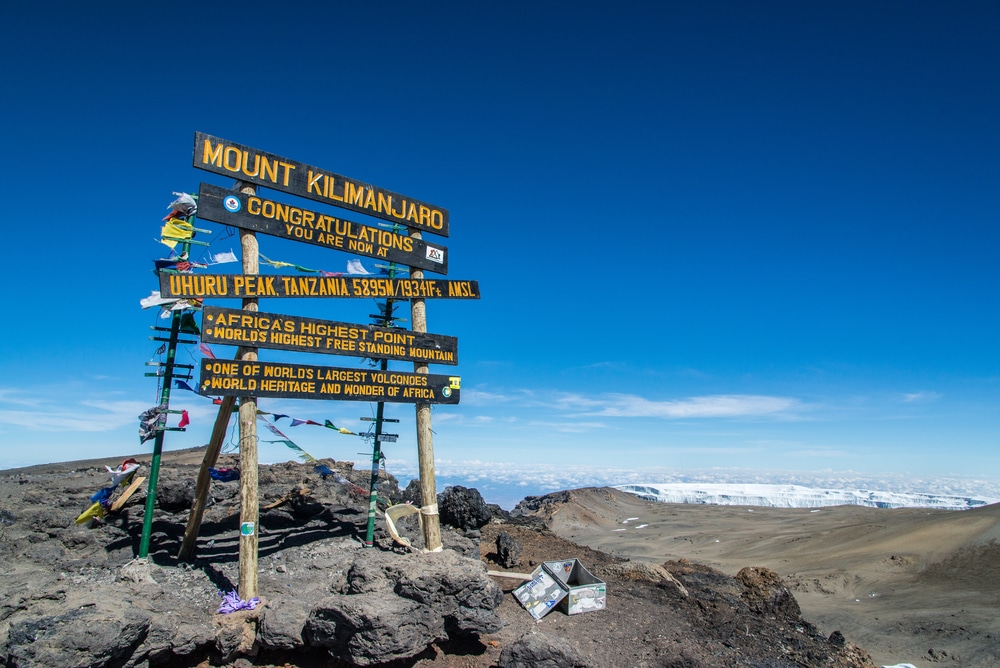 Picture of Uhuru peak of Kilimanjaro taken by climbers through Lemosho route