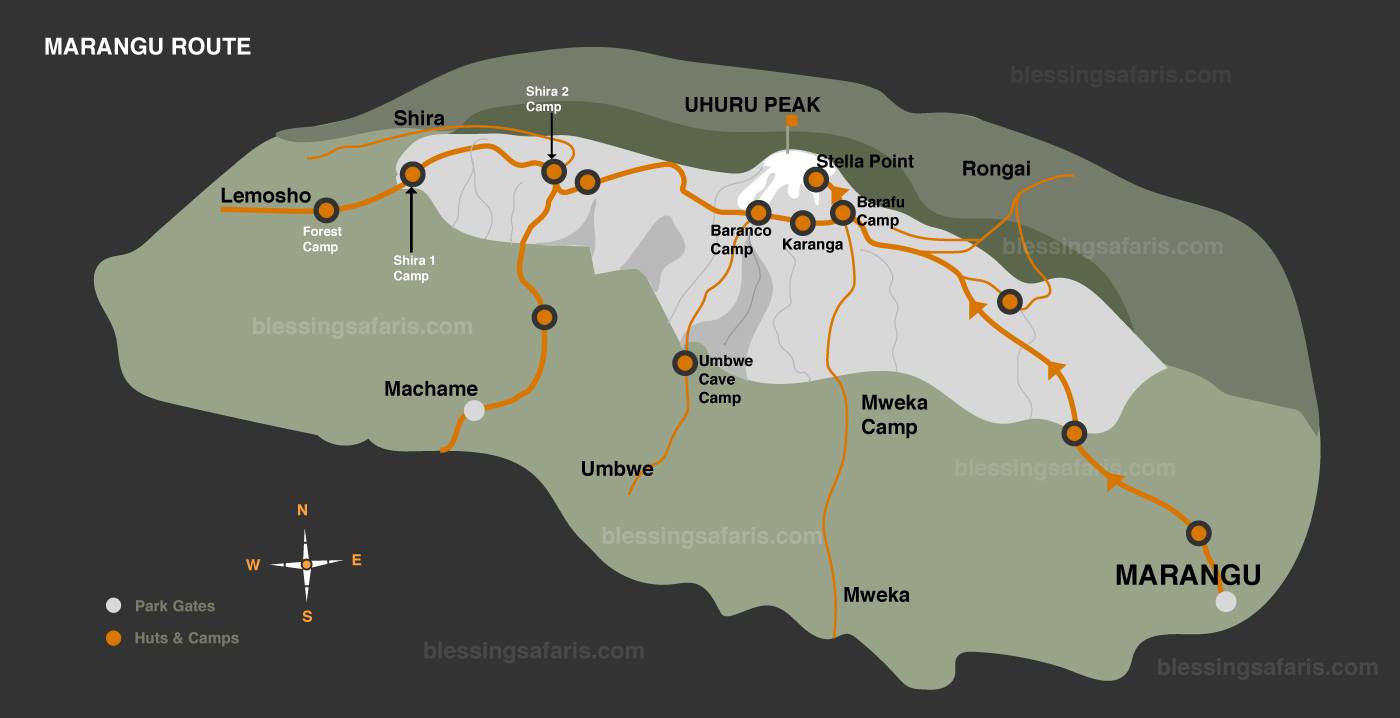 marangu route kilimanjaro map
