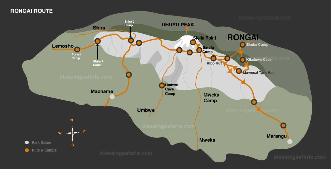 rongai route kilimanjaro map 
