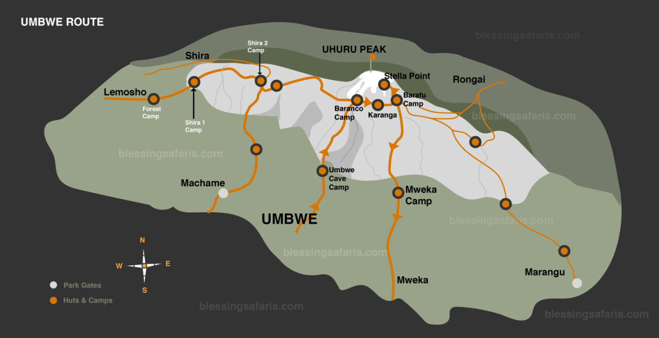 umbwe route kilimanjaro map 