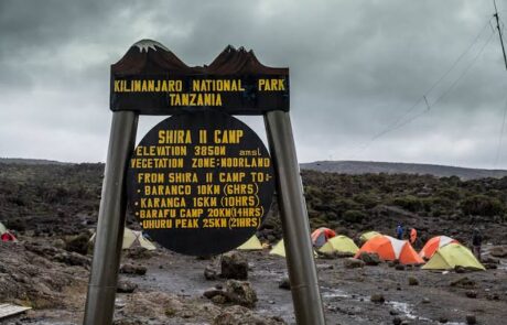 shira two camp – sign post kilimanjaro shira two camp kilimanjaro