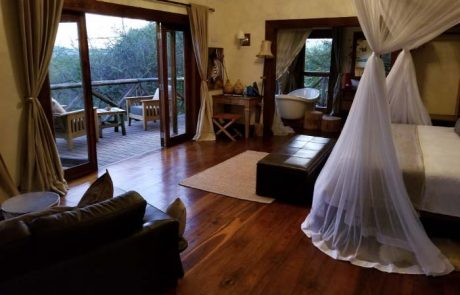 window and the balcony of the lodge